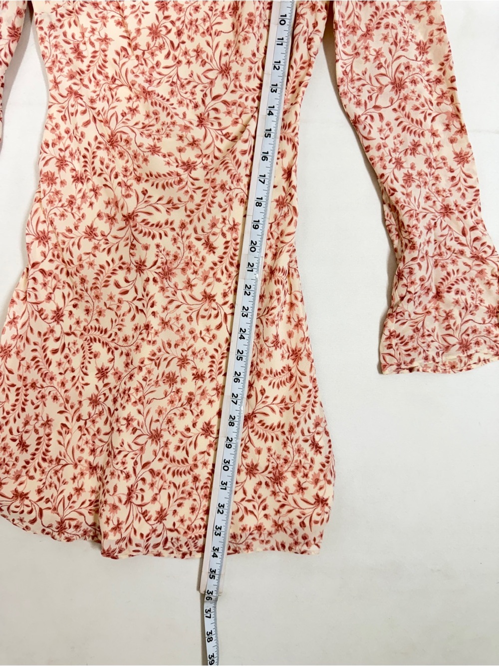 Reformation Womens Floral Mini Dress Cream Mauve XS Fall Lightweight Casual Chic - Picture 9 of 11